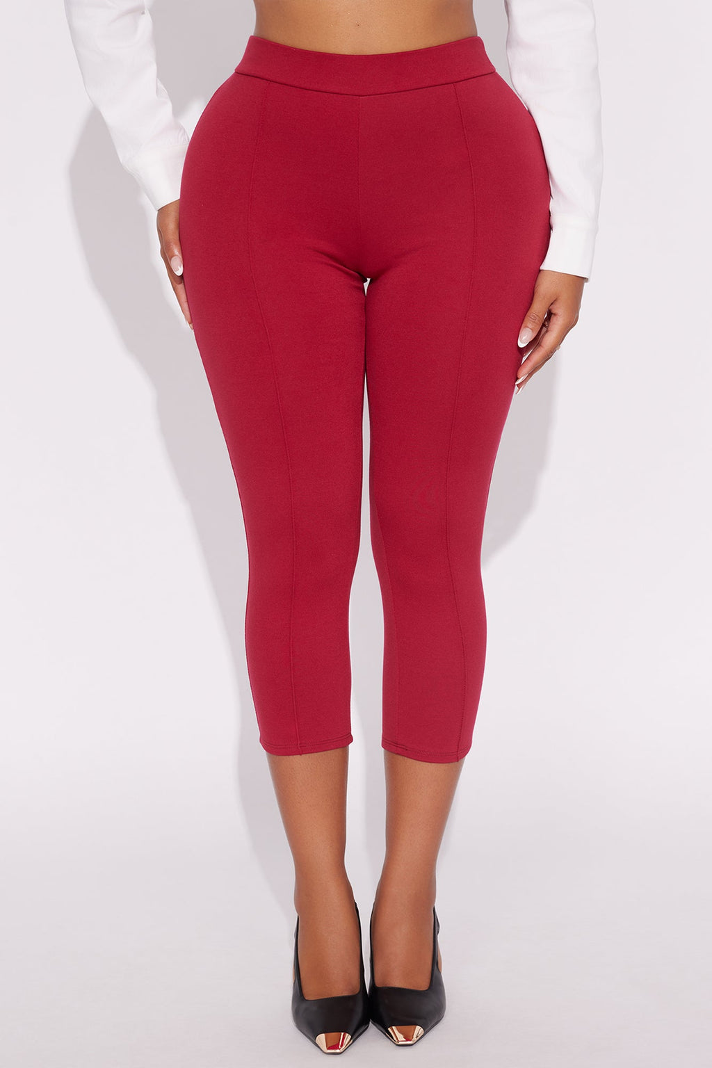 Daniella Pintuck Ponte Capri Legging - Red