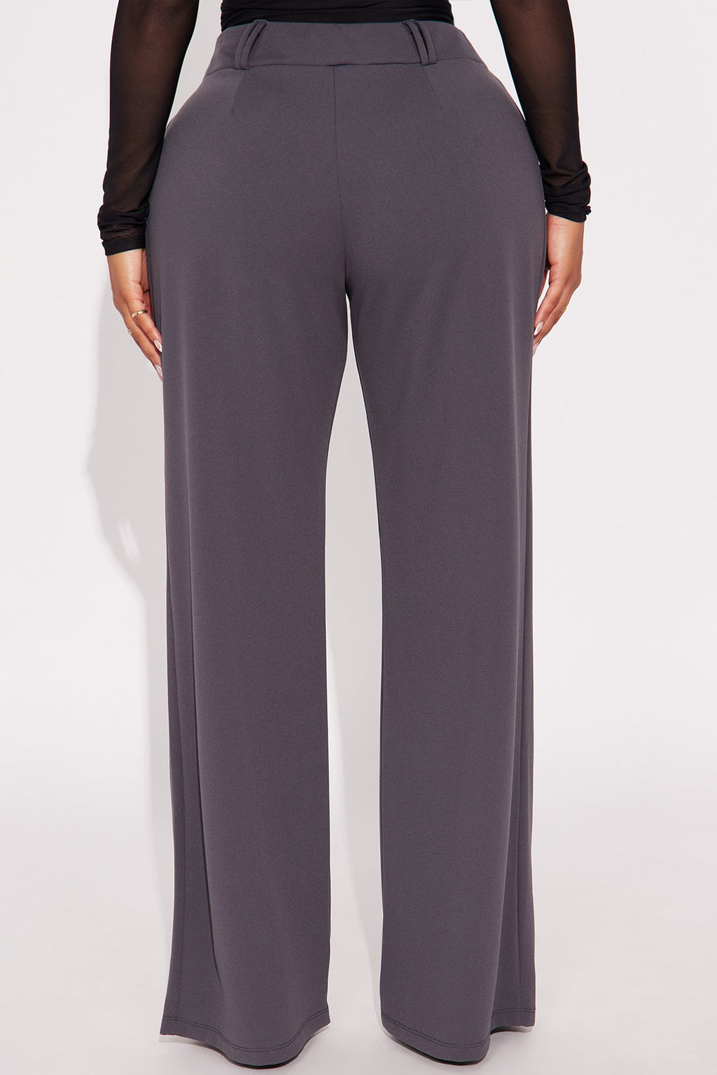 Late To The Meeting Wide Leg Trouser Pant - Charcoal