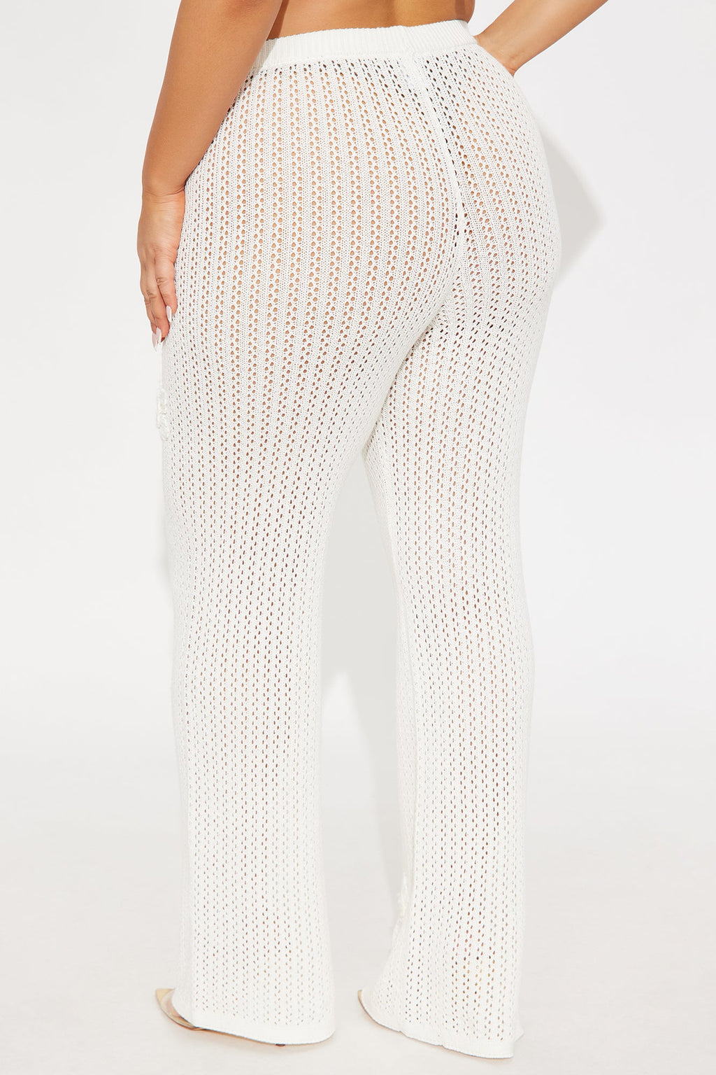Island Breeze Embroidered Crochet Flare Pant - Cream