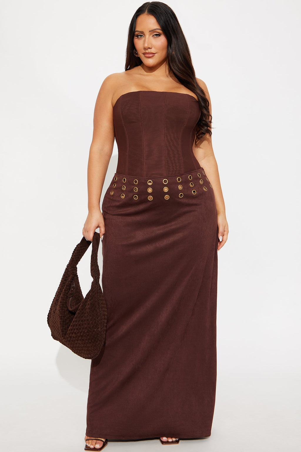 Harlowe Suede Maxi Skirt - Dark Brown