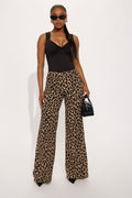 On The Hunt Wide Leg Leopard Trouser Pant - Leopard