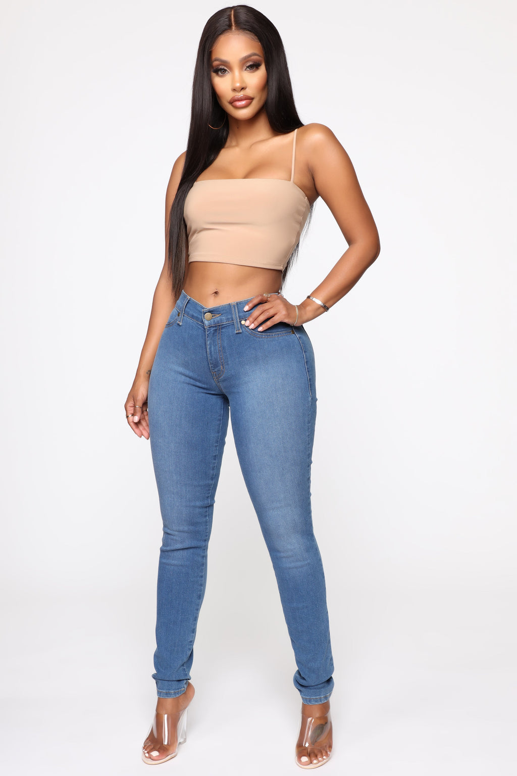 Flex Game Strong Mid Rise Skinny Jeans - Medium Blue Wash