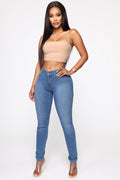 Flex Game Strong Mid Rise Skinny Jeans - Medium Blue Wash
