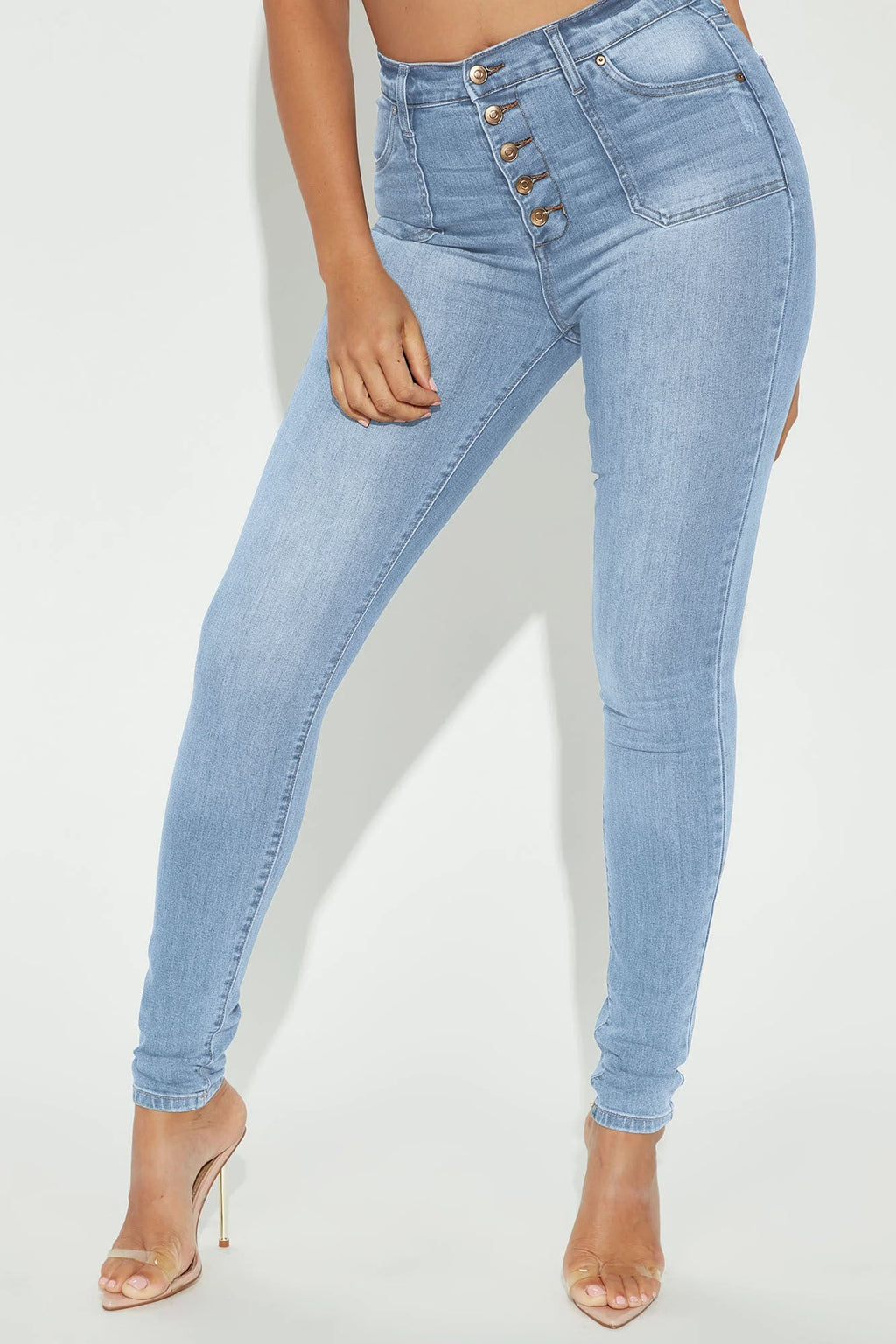 Tall Nequita High Rise Skinny Jeans - Light Blue Wash