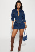Break Free Denim Skirt Set - Dark Wash