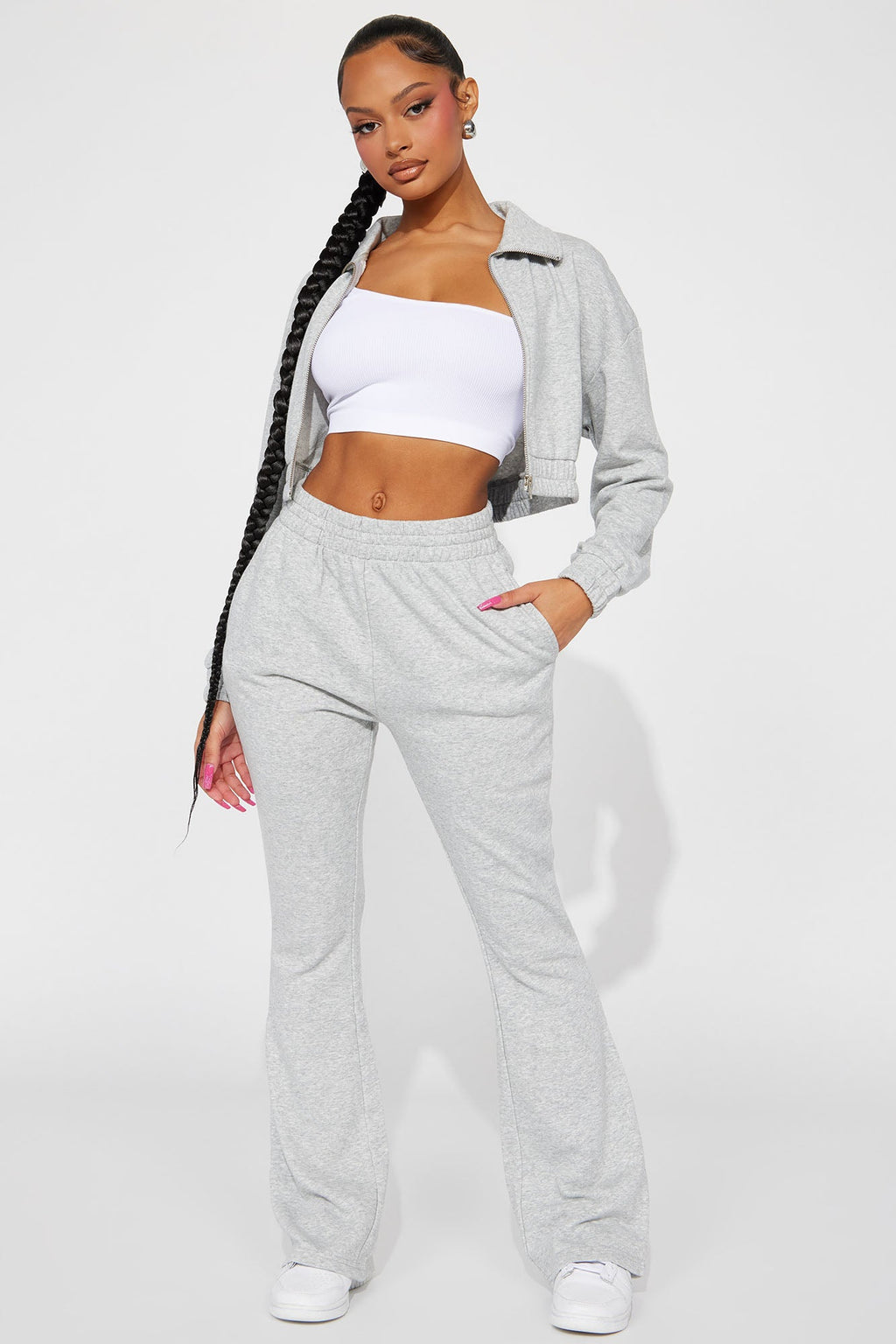 Give It Away Lounge Cropped Jacket - Heather Grey