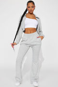 Give It Away Lounge Flare Pant - Heather Grey