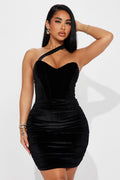 Juliet Velvet Mini Dress - Black