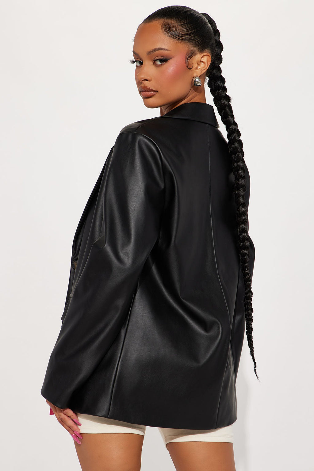 Simple Things Faux Leather Blazer - Black