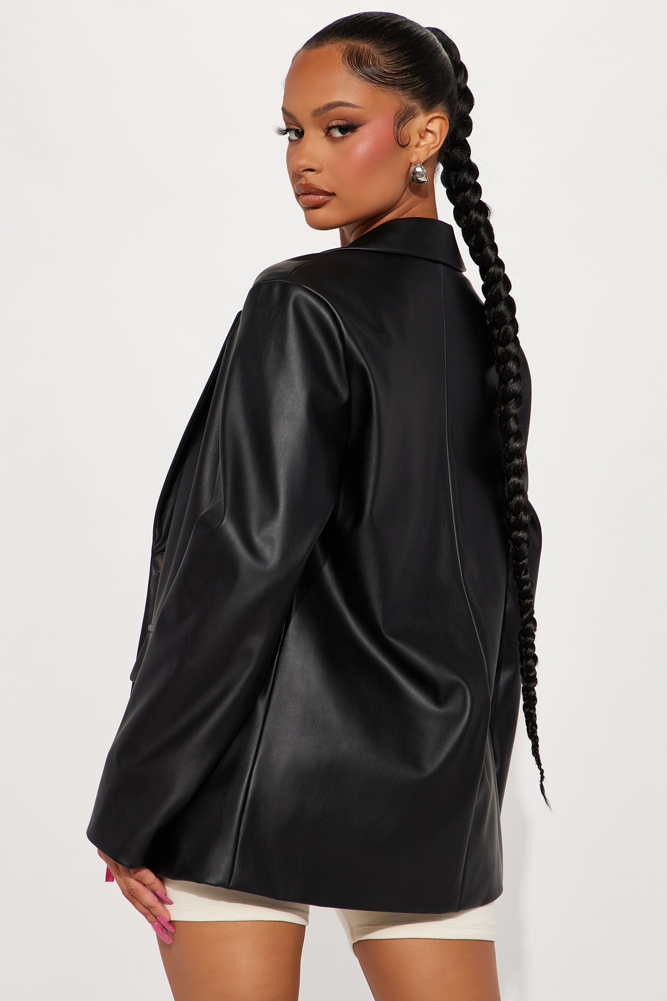 Simple Things Faux Leather Blazer - Black