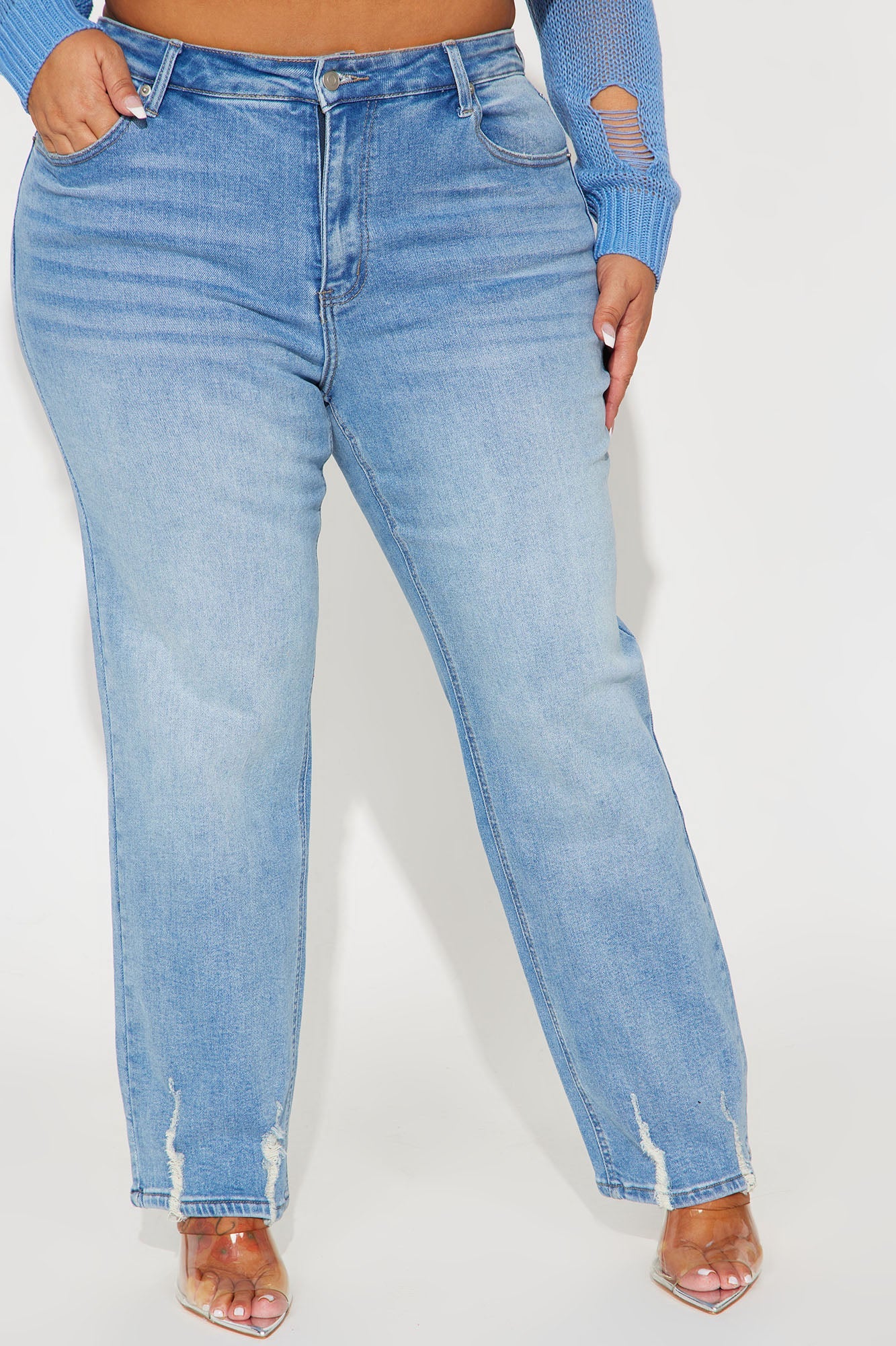 Get Closer Stretch Straight Leg Ankle Jeans - Medium Wash