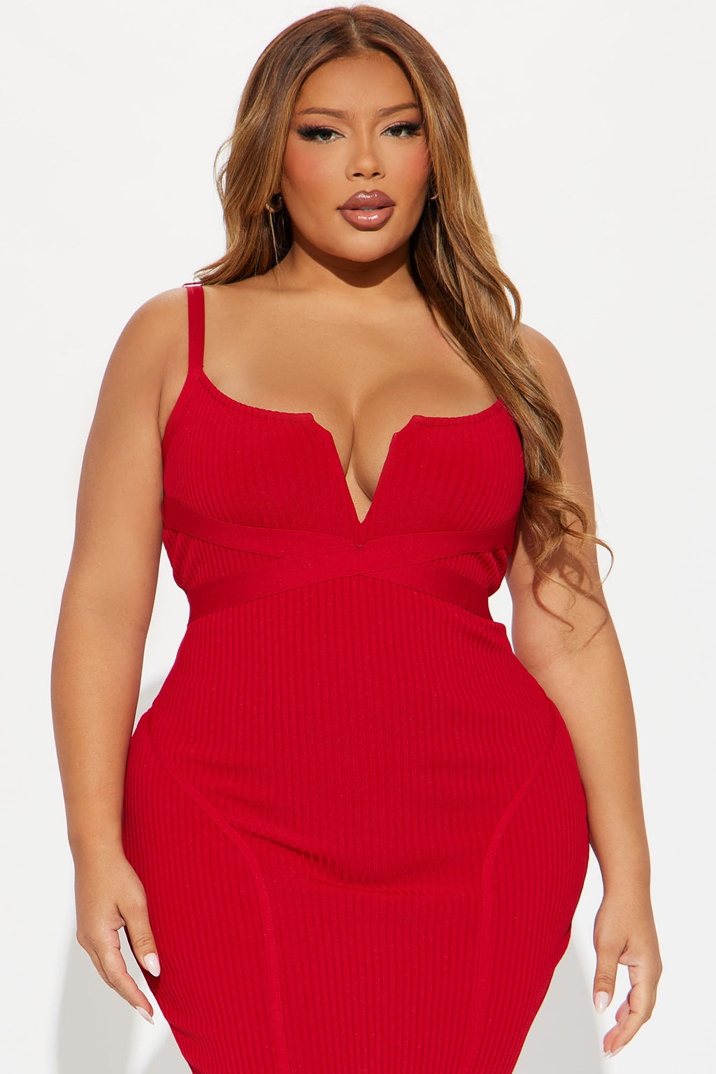 Misty Bandage Midi Dress - Red