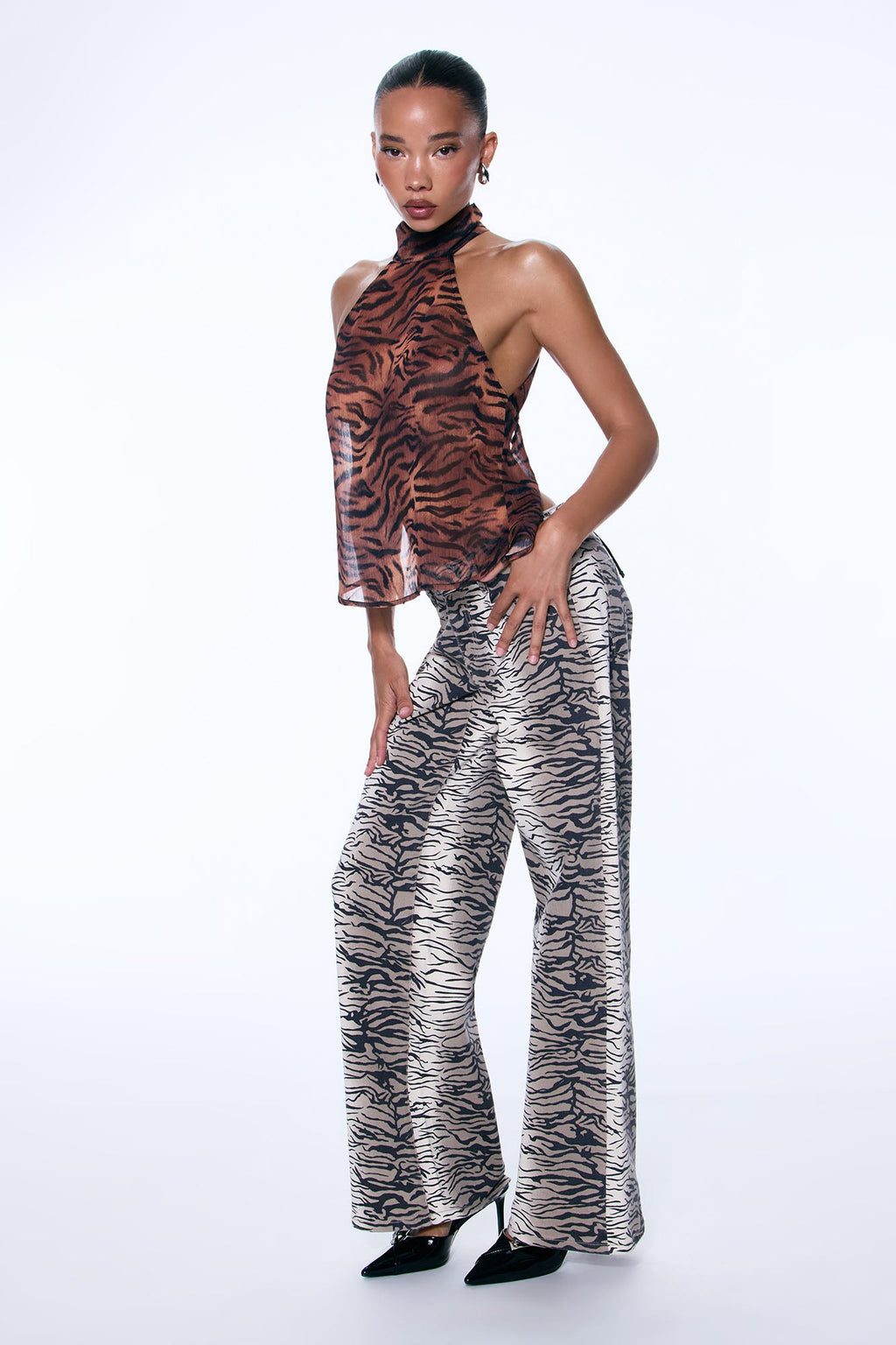 Unleash Your Wild Side Wide Leg Pant - Brown/combo