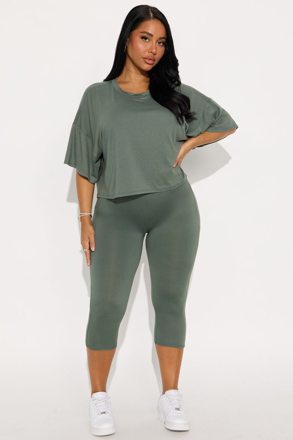 Morning Classes Capri Set - Olive