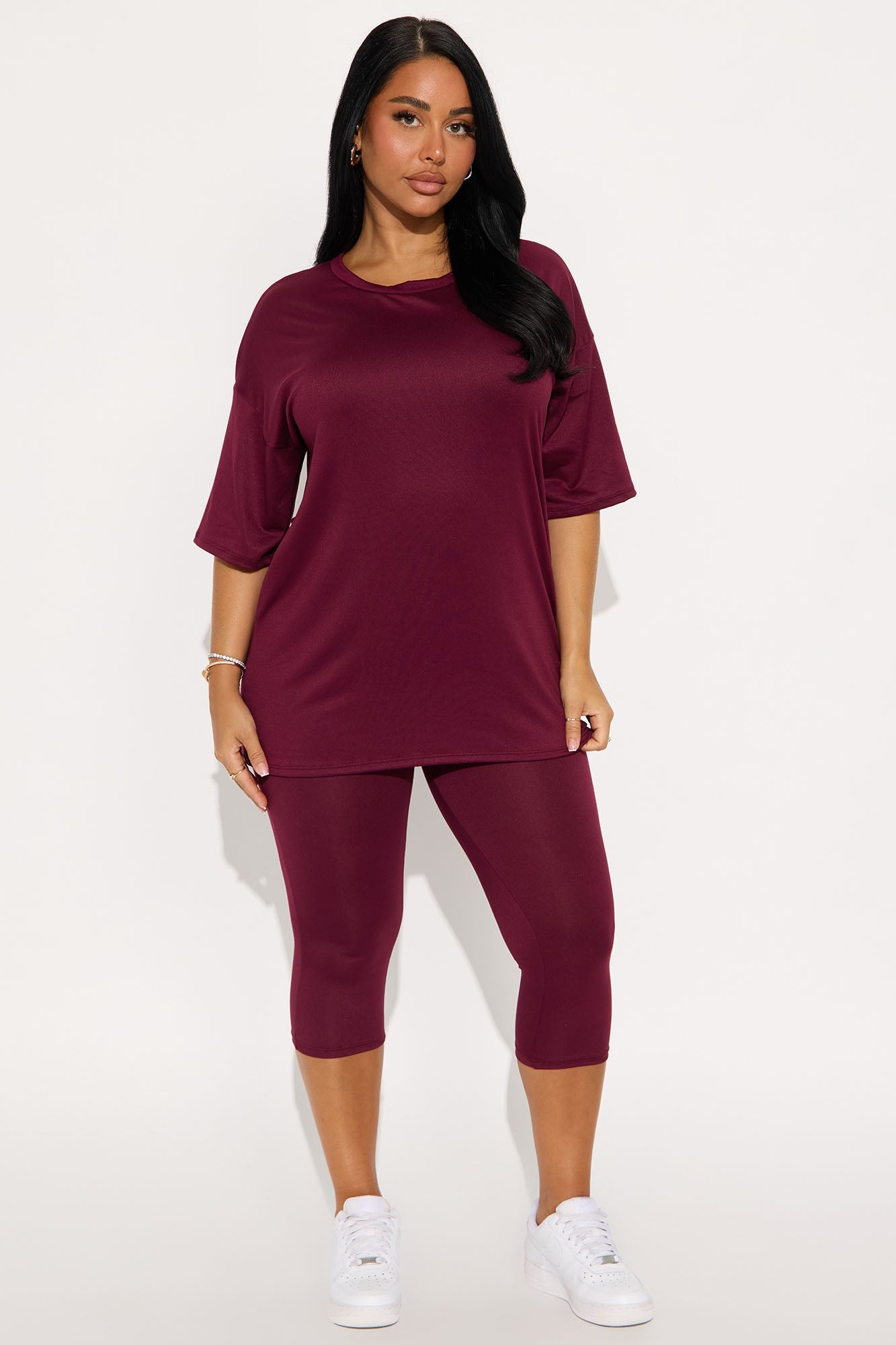 Weekend Vibes Capri Set - Burgundy