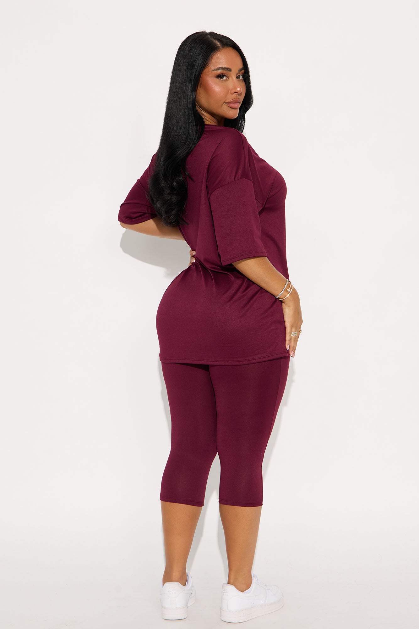 Weekend Vibes Capri Set - Burgundy
