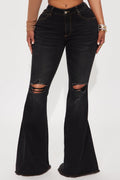 Vision Quest Bell Bottom Jeans - Black Wash
