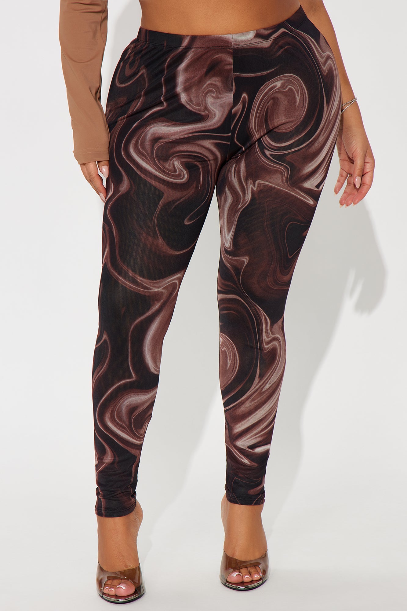 Better Than Your Ex Double Lined Mesh Legging - Brown/combo