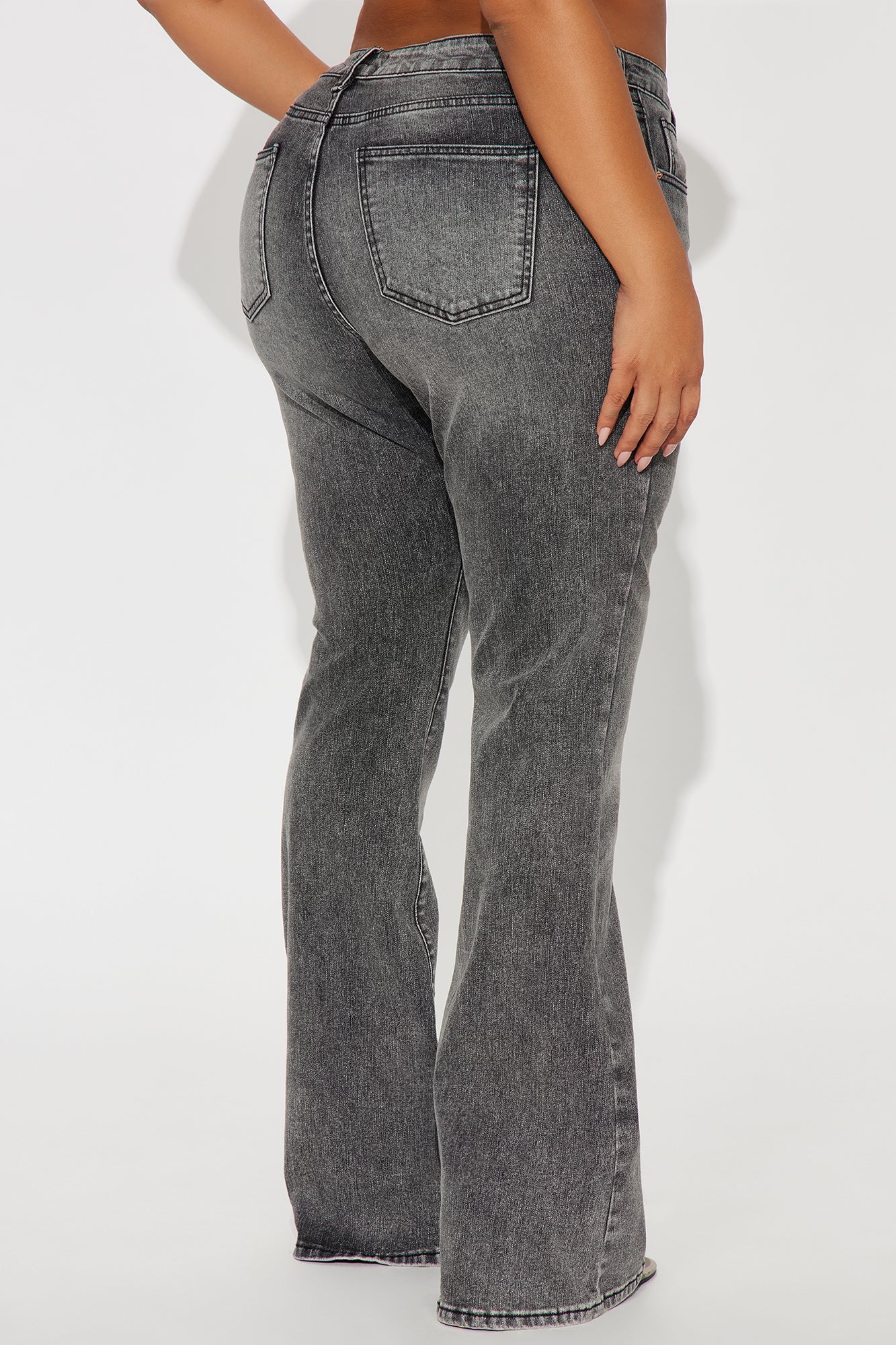 Forever Stretch Low Rise Flare Jeans - Grey