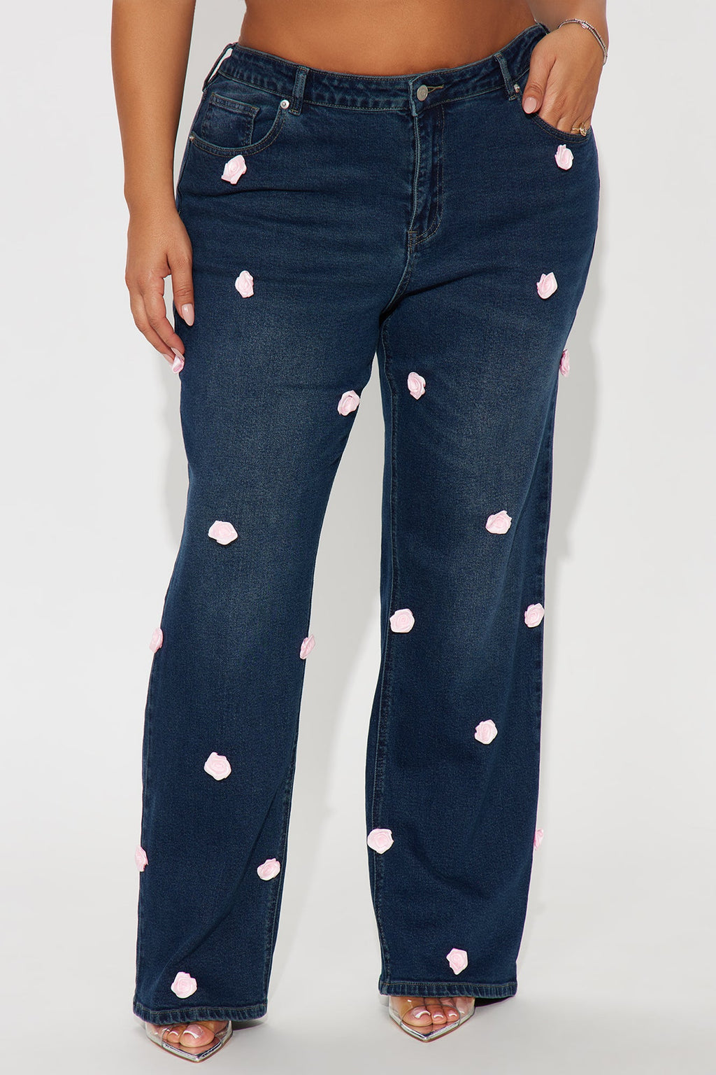 Garden Of Roses Straight Leg Jeans - Dark Wash
