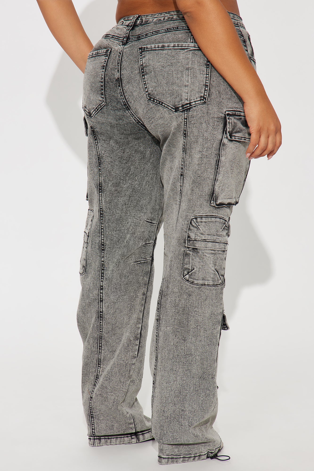 Tall Fairfax High Rise Stretch Cargo Jean - Acid Wash Grey