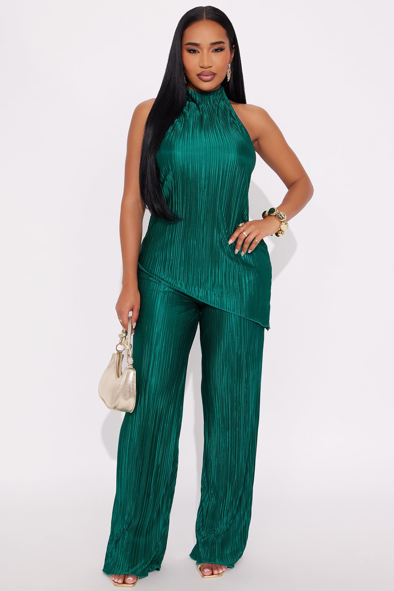 Lily Halter Top Pant Set - Emerald