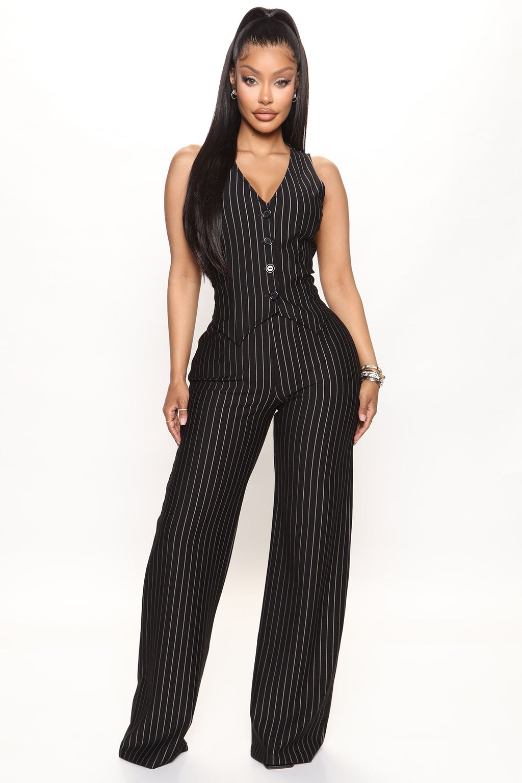 Julia Vest Pant Set - Black