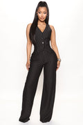 Julia Vest Pant Set - Black