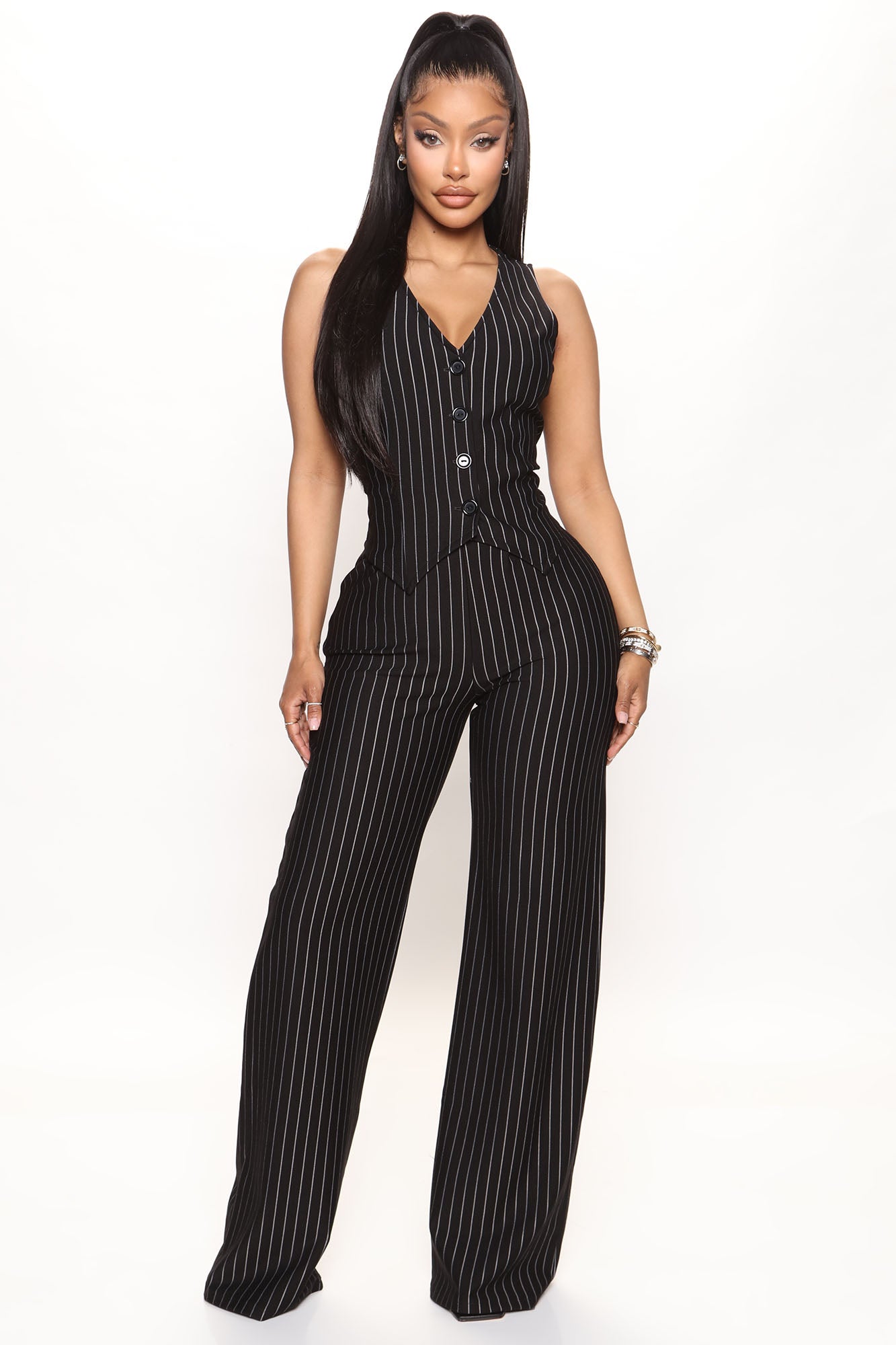 Julia Vest Pant Set - Black