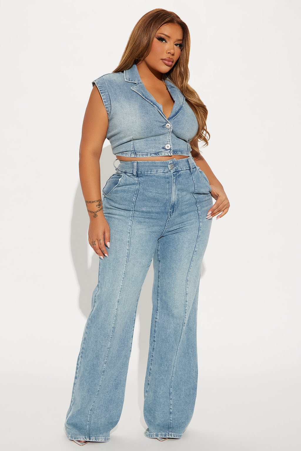 High Value Wide Leg Trouser Jeans - Light Wash