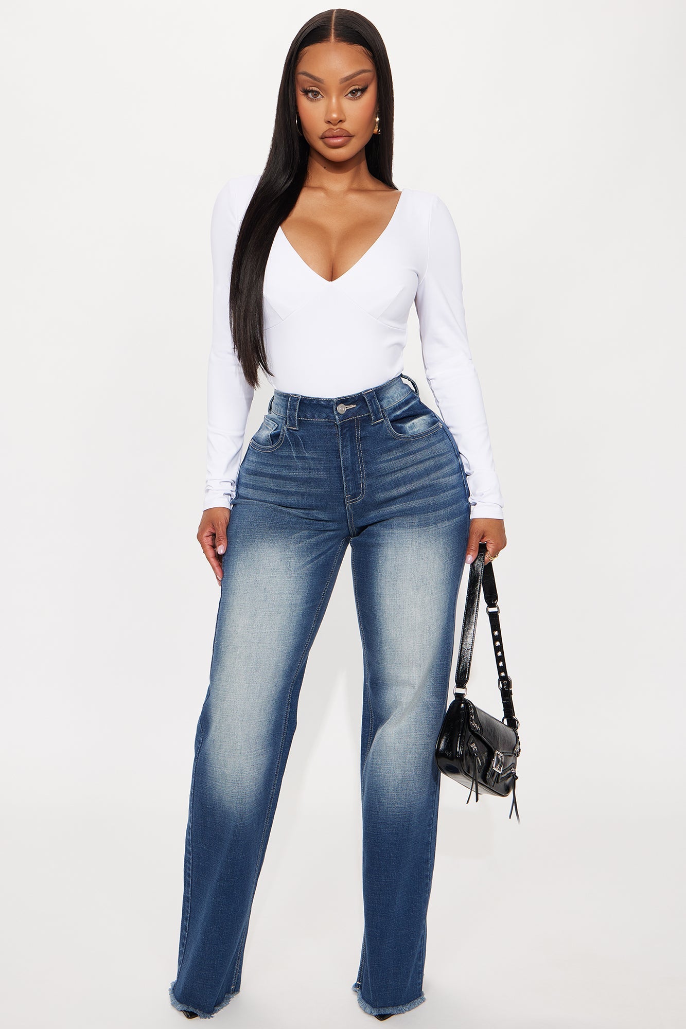 Coldwater Canyon Stretch Wide Leg Jeans - Dark Wash