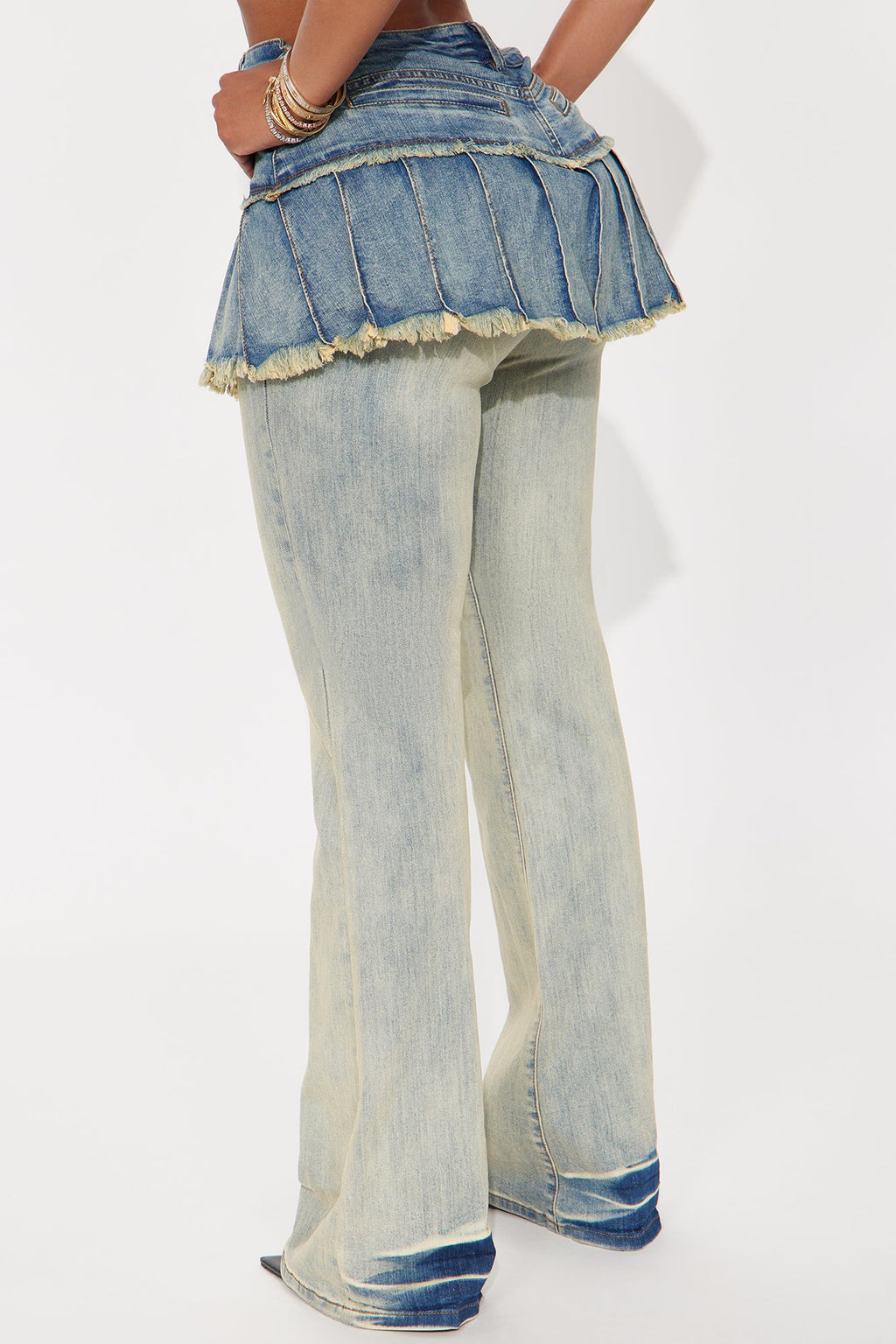 Pieces Of You Skirted Flare Jeans - Vintage Wash