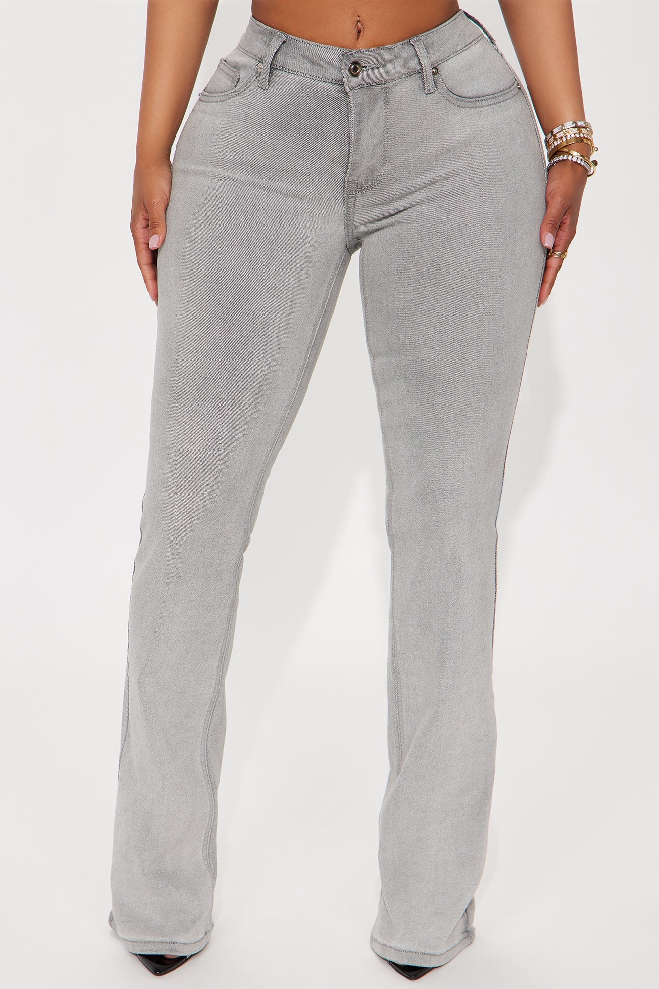 Best Ever Low Rise Flare Jeans - Grey