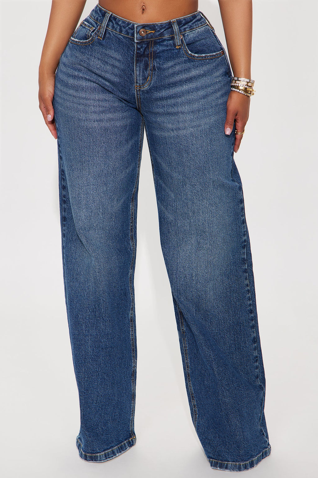 Downtown Wide Leg Denim Jeans - Medium Wash