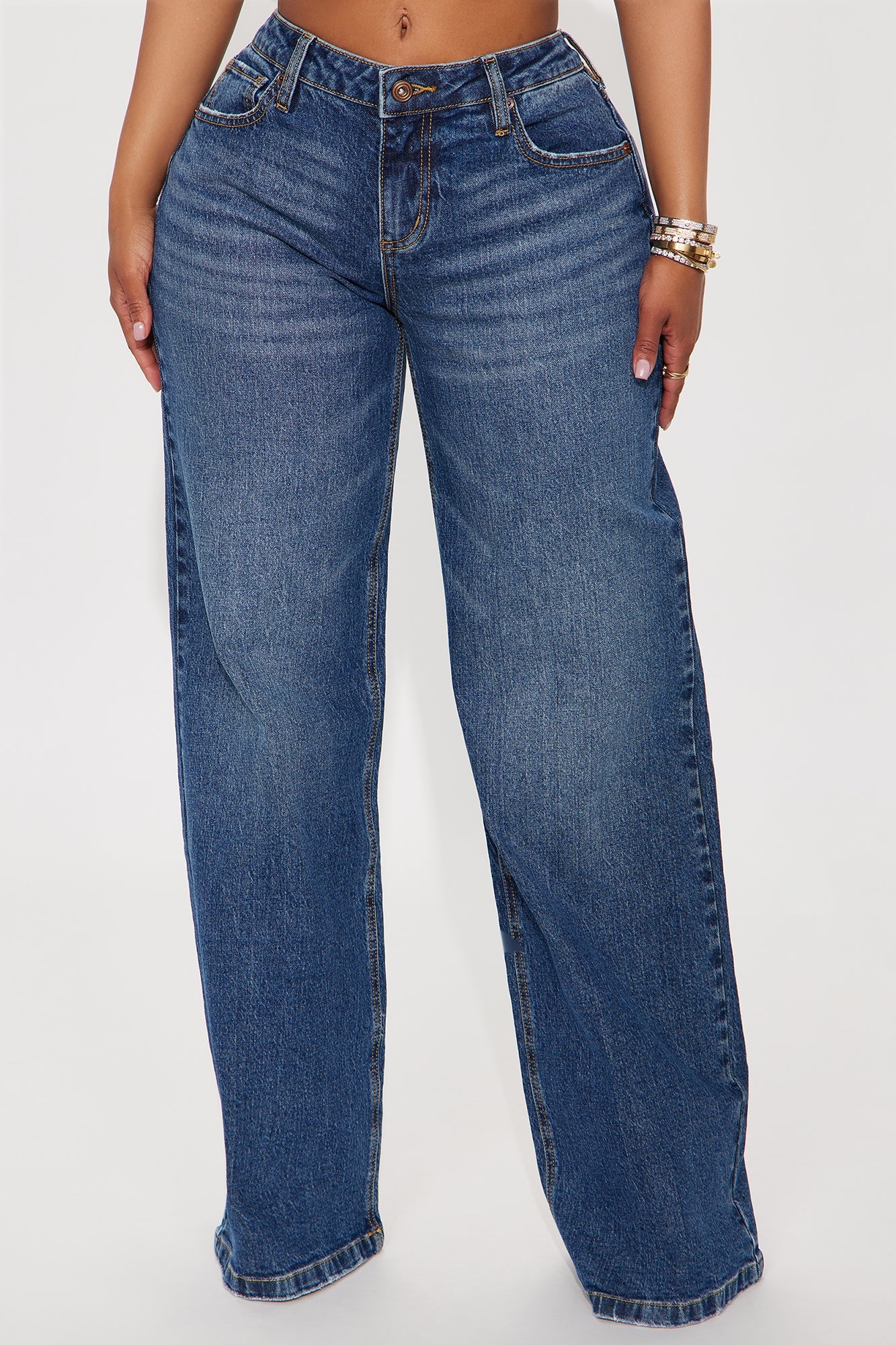 Downtown Wide Leg Denim Jeans - Medium Wash