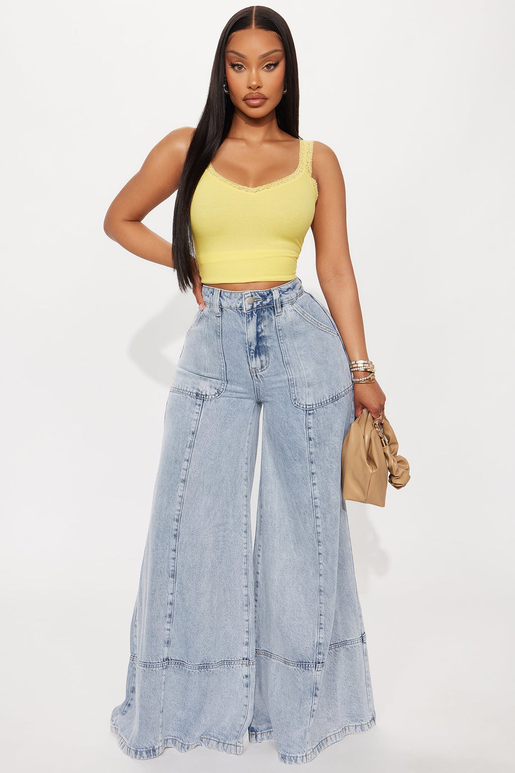 Sunday Drapey Wide Leg Jeans - Light Wash