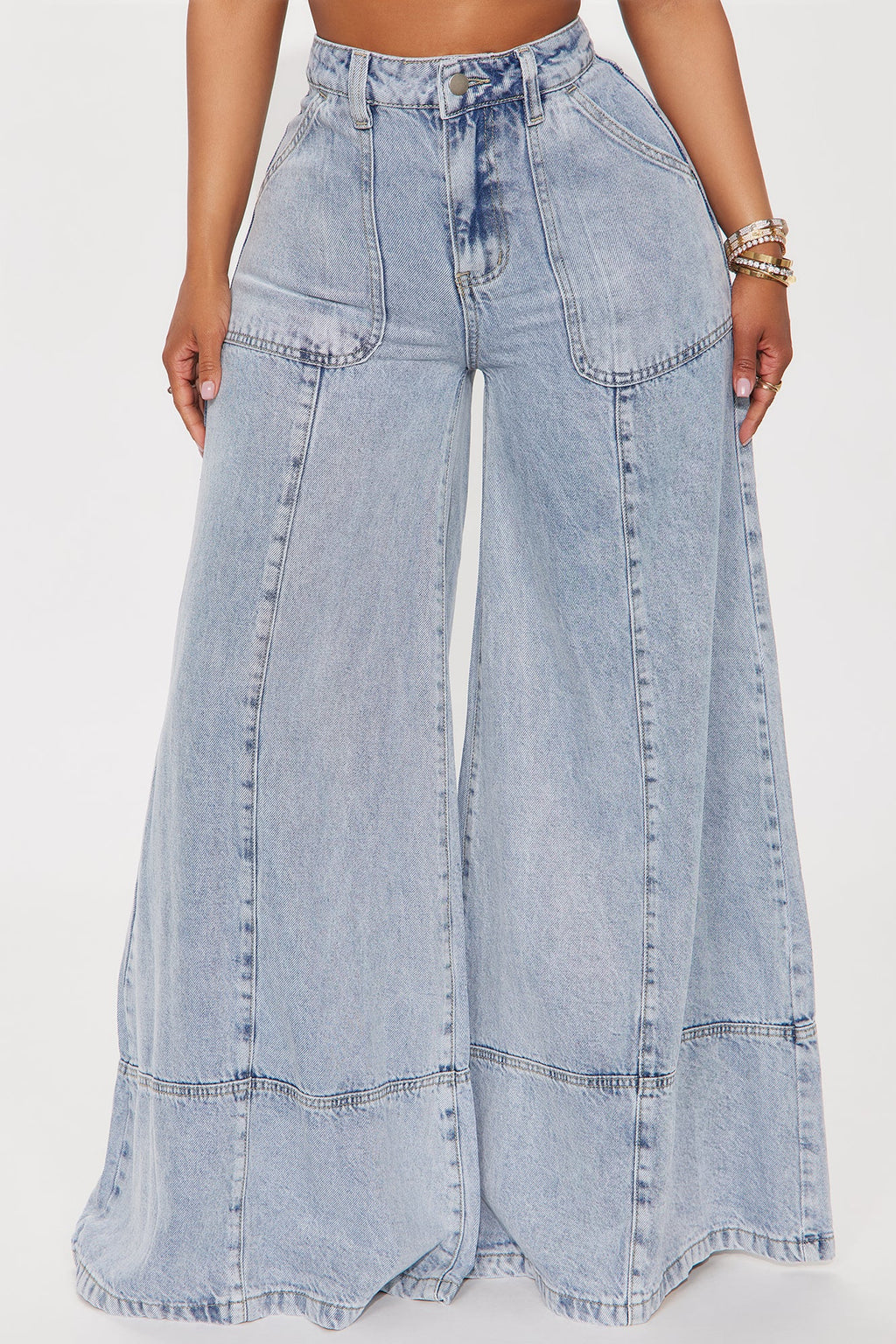 Sunday Drapey Wide Leg Jeans - Light Wash