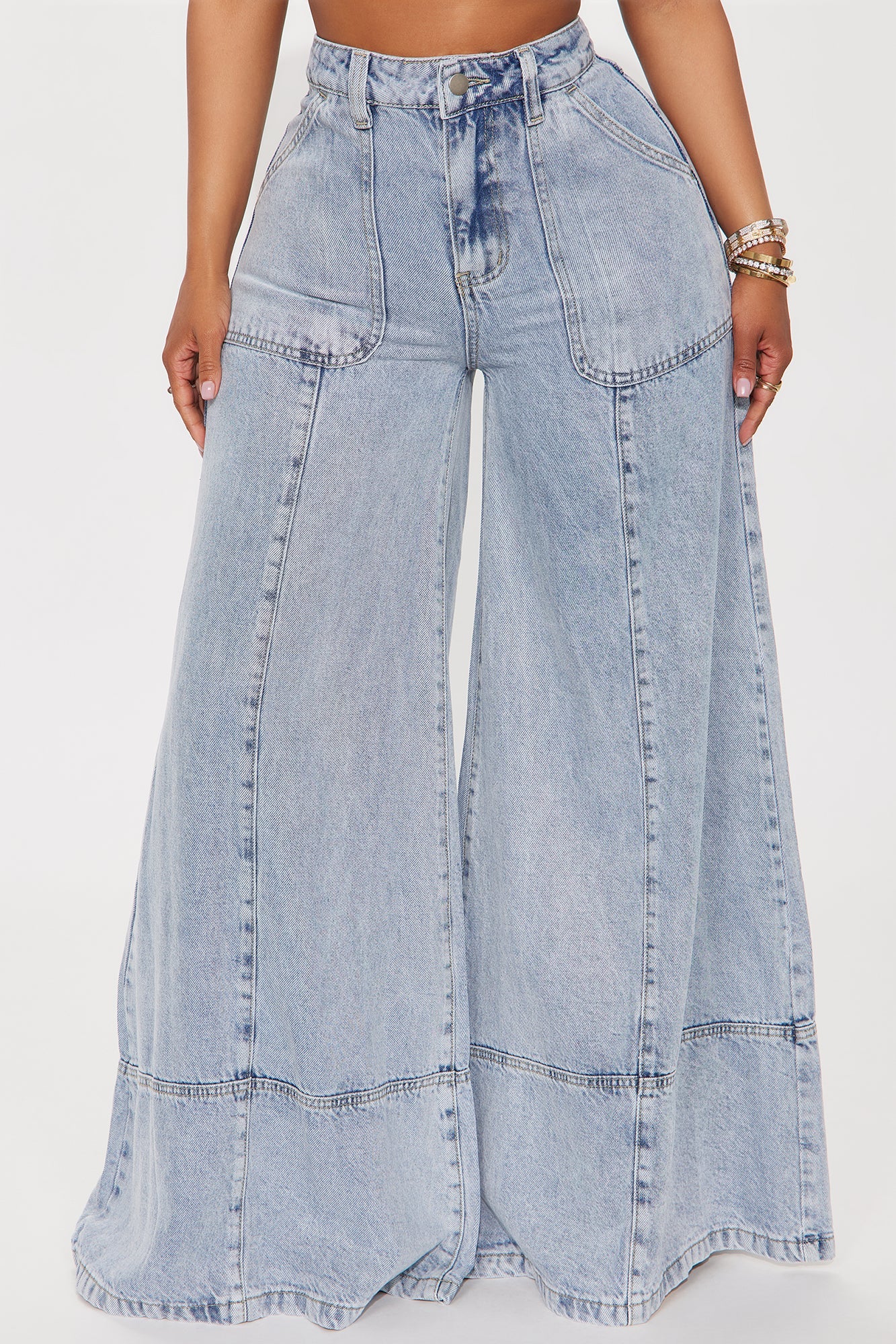 Sunday Drapey Wide Leg Jeans - Light Wash