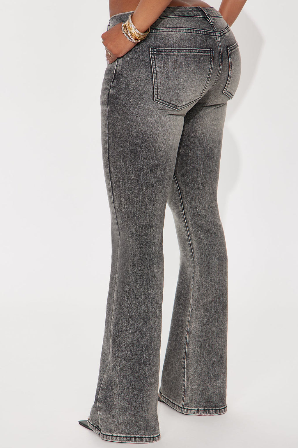 Forever Stretch Low Rise Flare Jeans - Grey