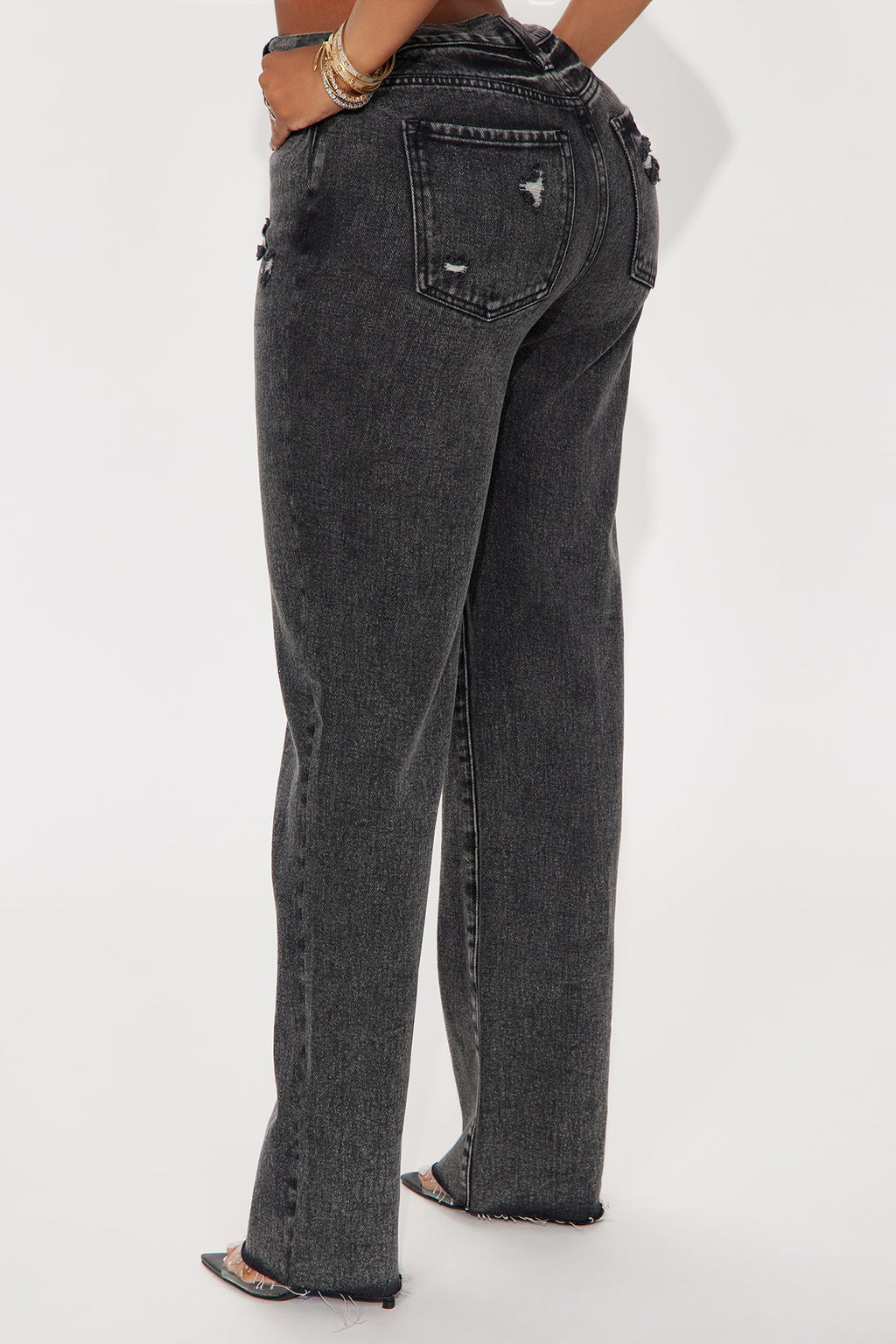 Topanga 90's Ripped Straight Leg Jeans - Black Wash