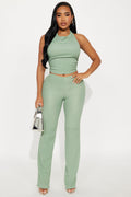 Alice Halter Textured Pant Set - Sage
