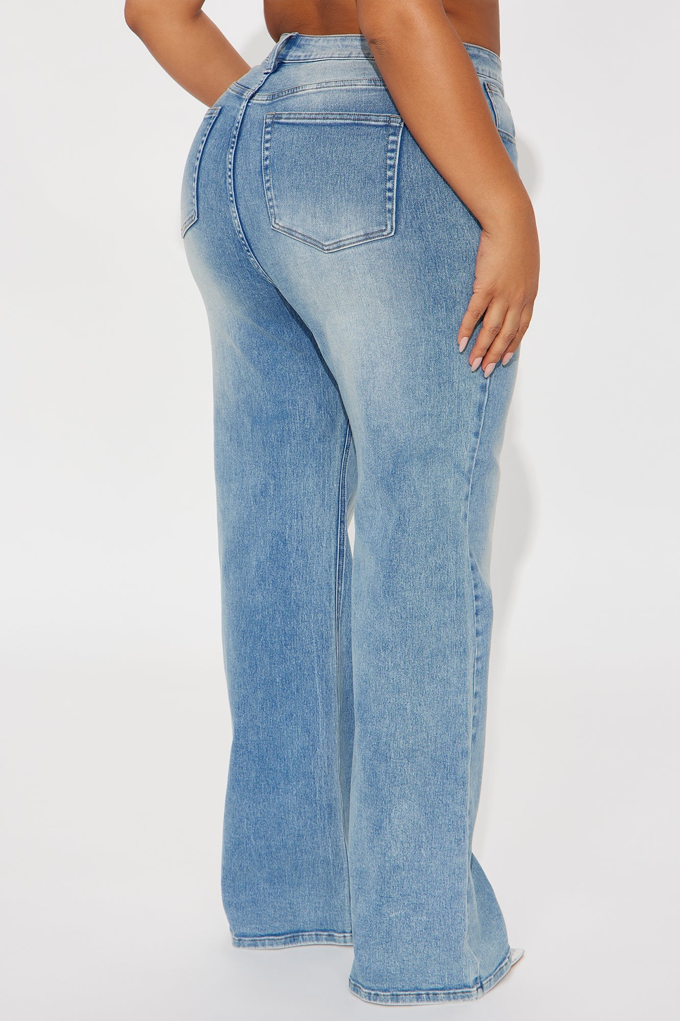 Make My Day Stretch Wide Leg Jeans - Vintage Wash
