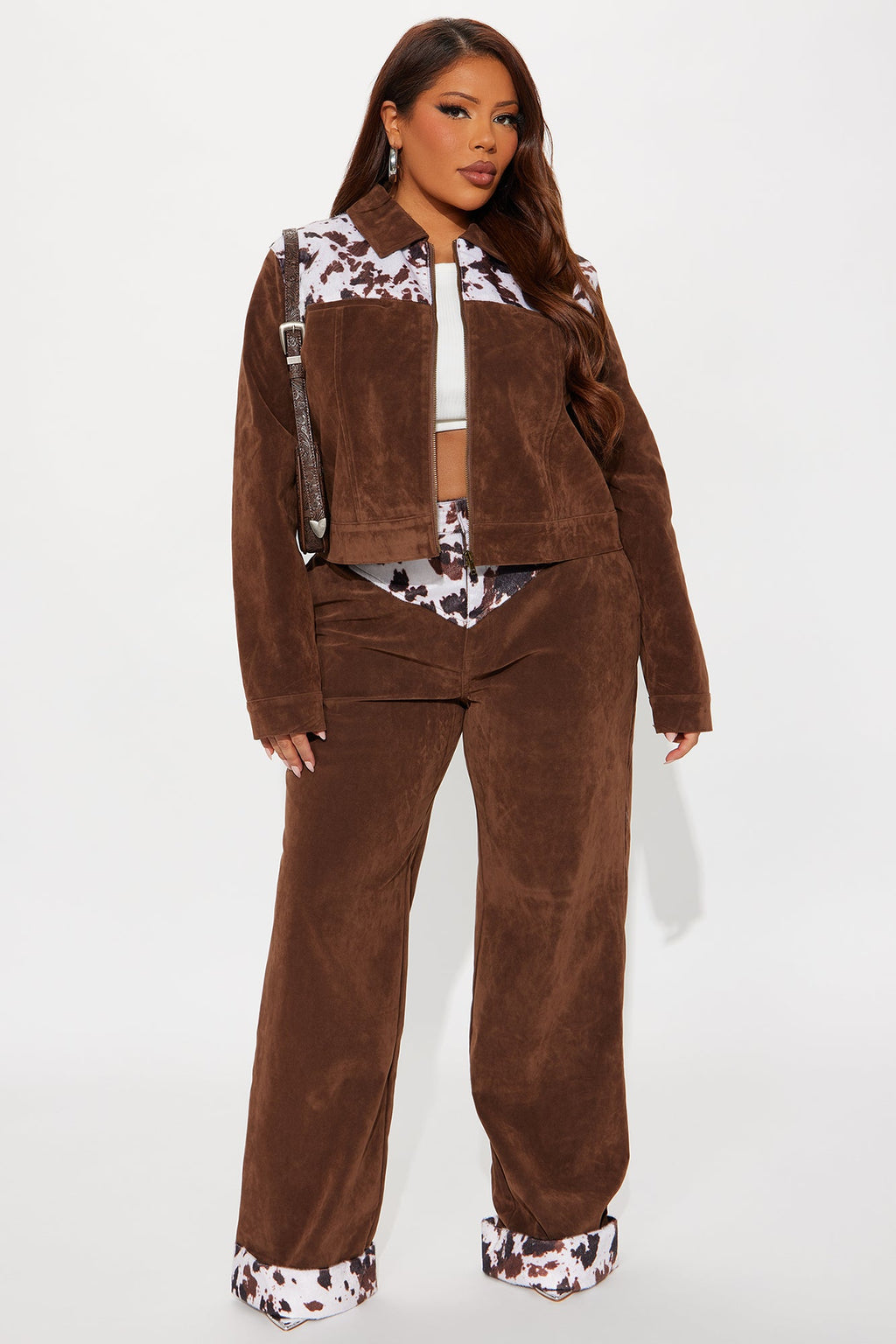 Saddle Up Faux Suede Jacket - Brown/combo