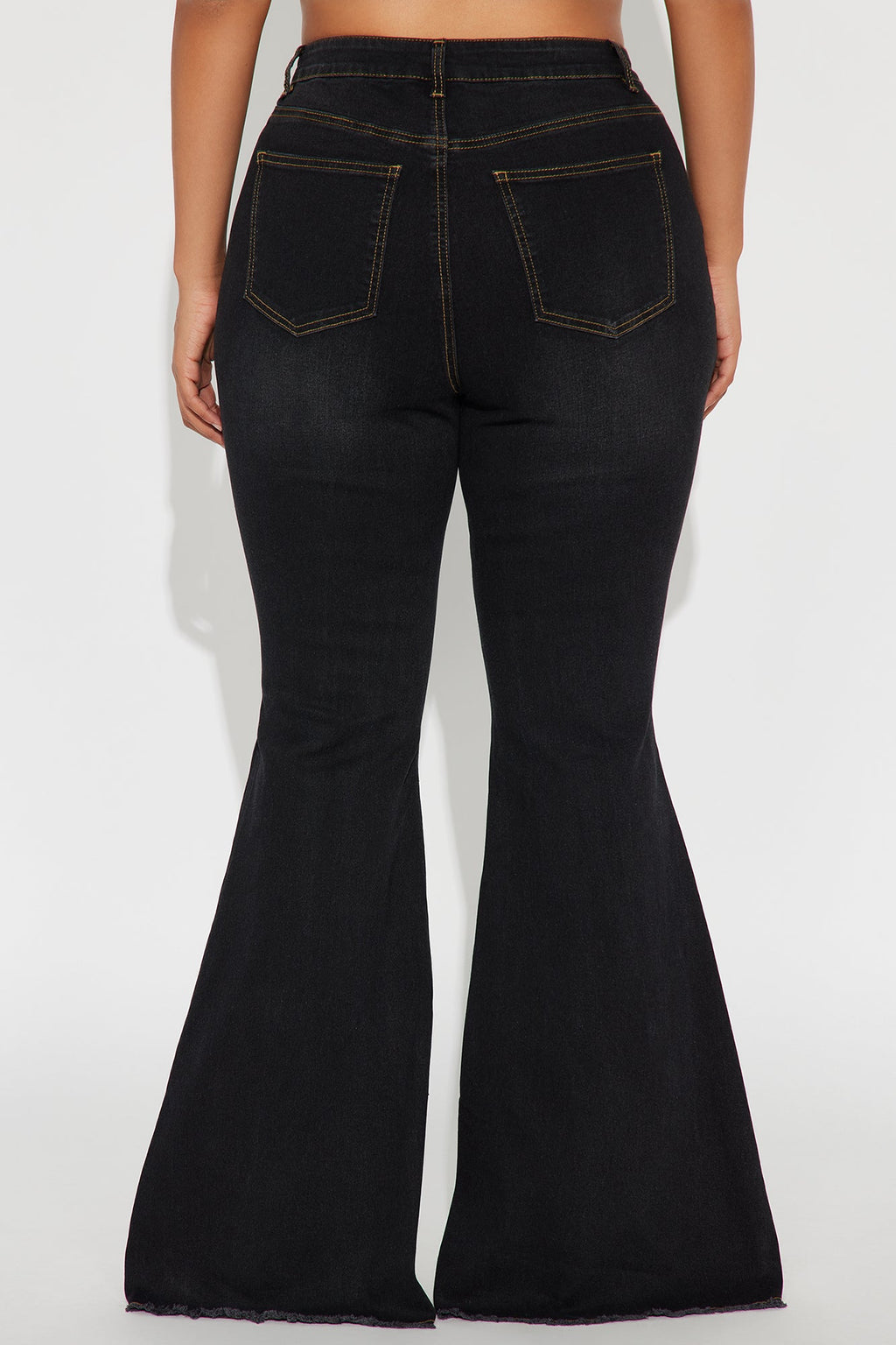 Vision Quest Bell Bottom Jeans - Black Wash