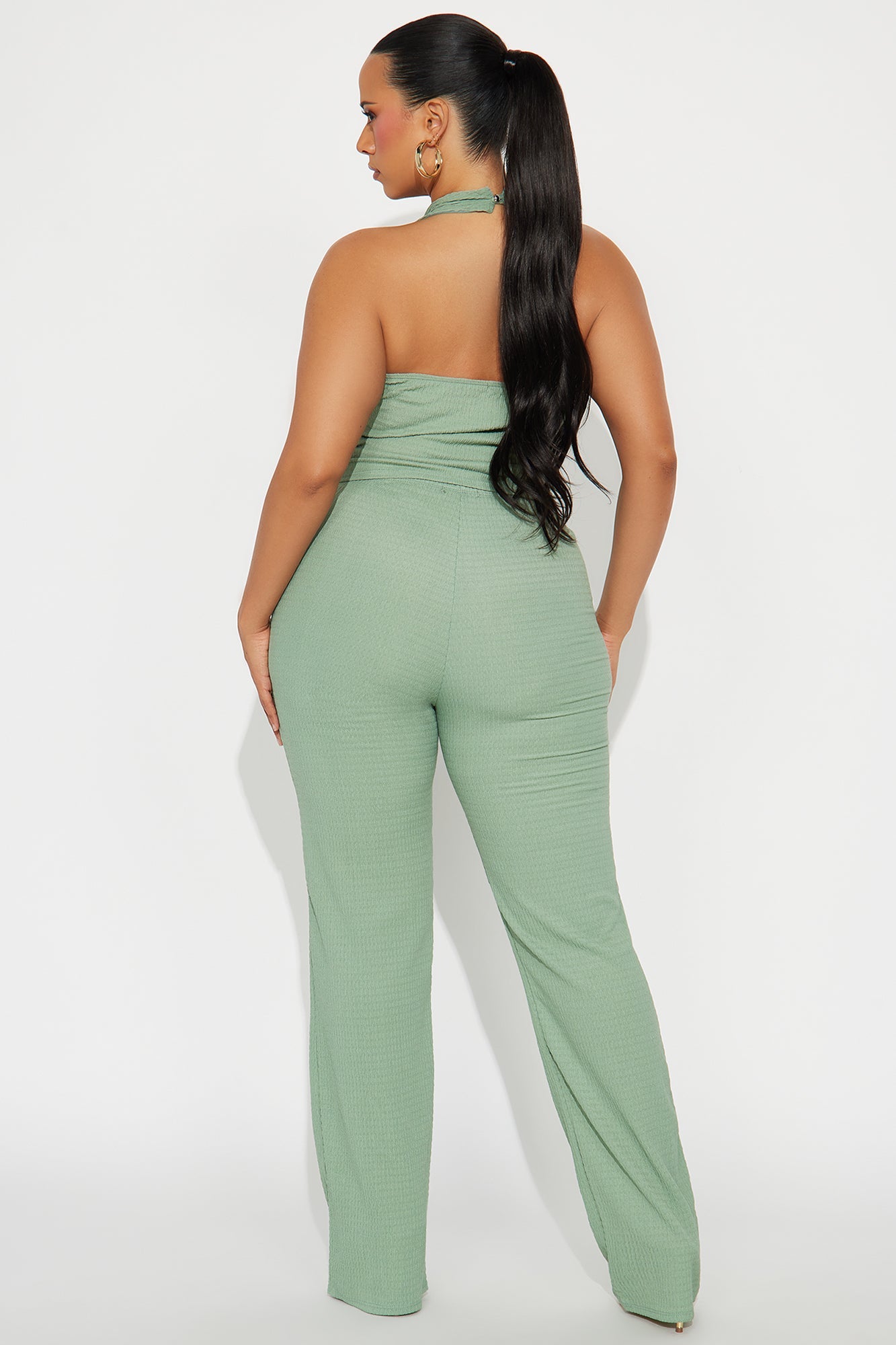 Alice Halter Textured Pant Set - Sage