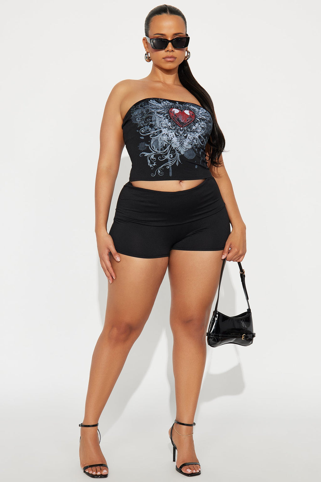 Love Always Fold Over Short Set - Black