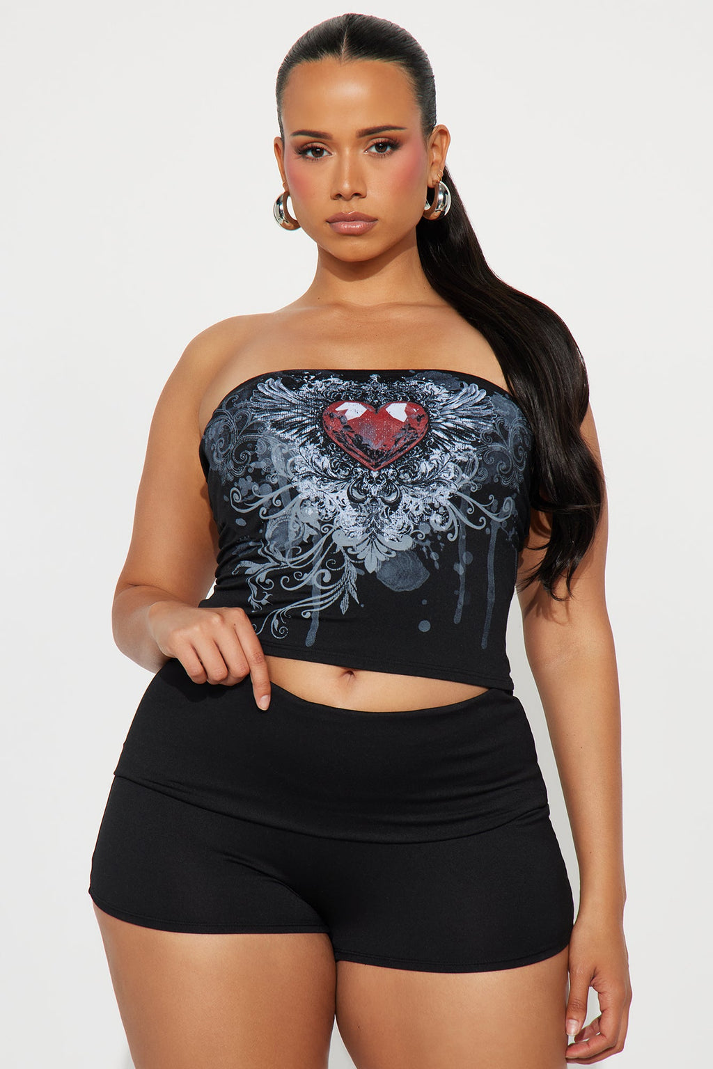 Love Always Fold Over Short Set - Black