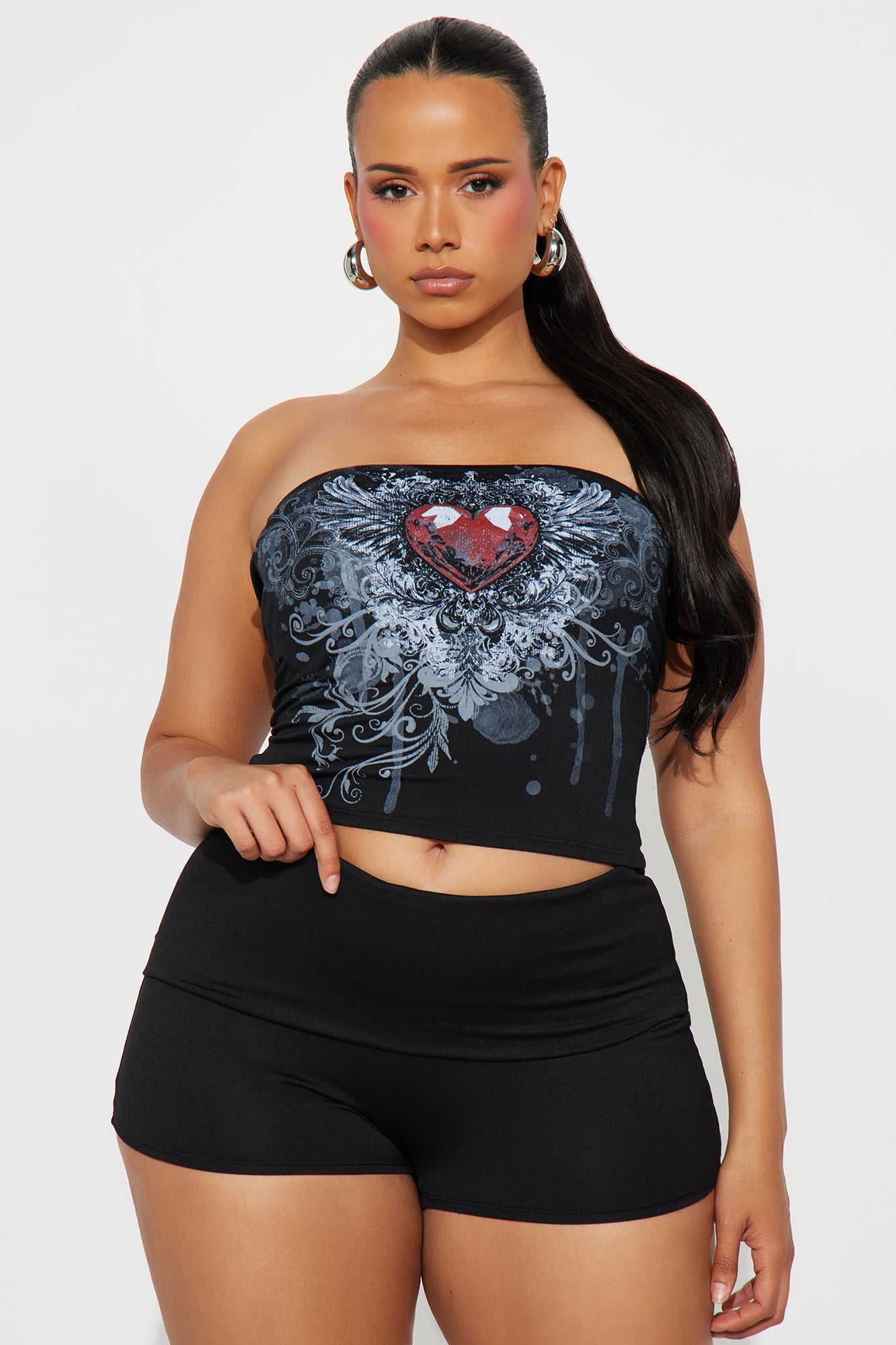 Love Always Fold Over Short Set - Black