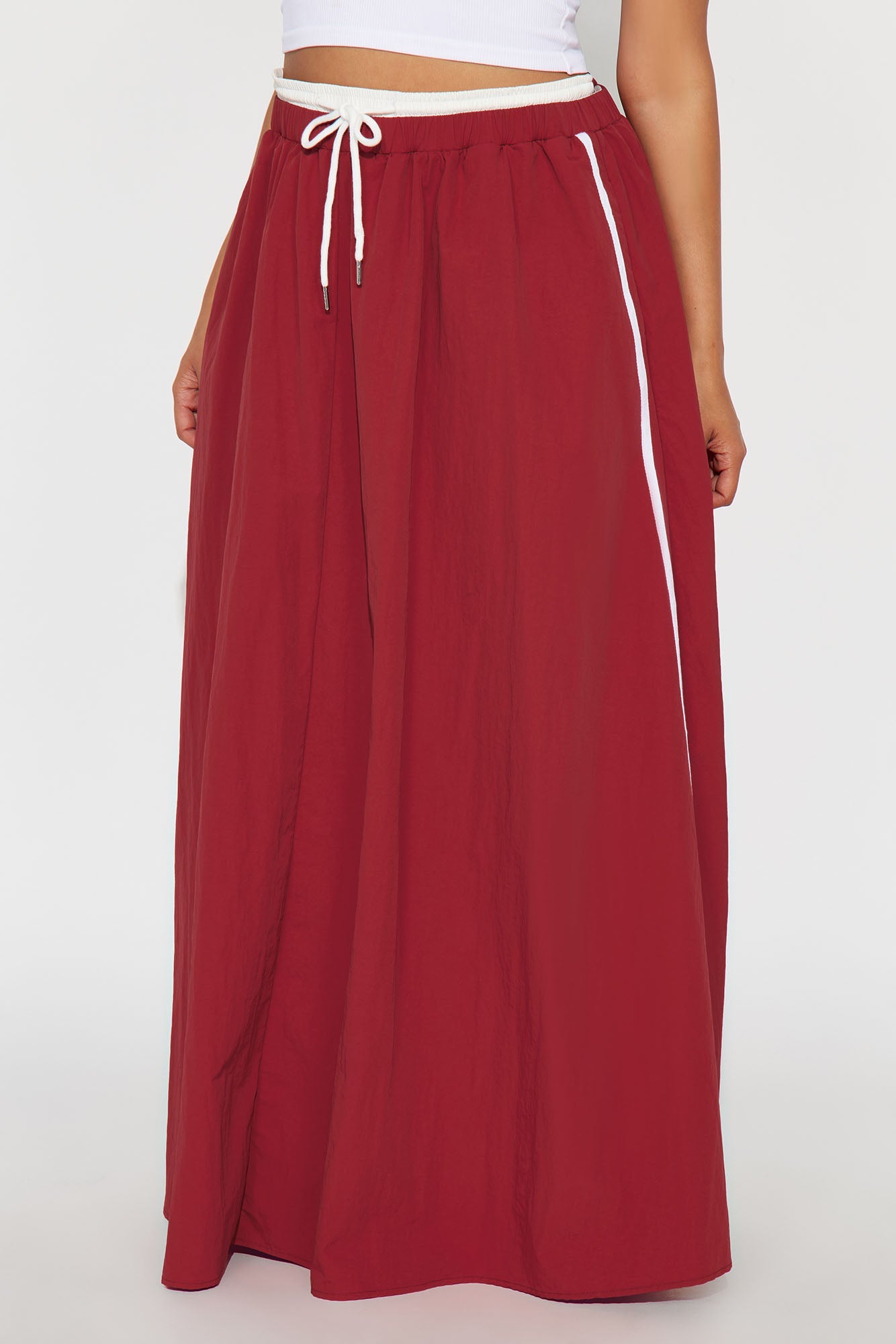 Sporty Gal Striped Maxi Skirt - Red