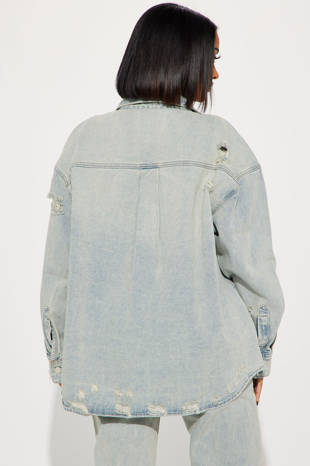 Far Away Tinted Denim Shacket - Light Wash